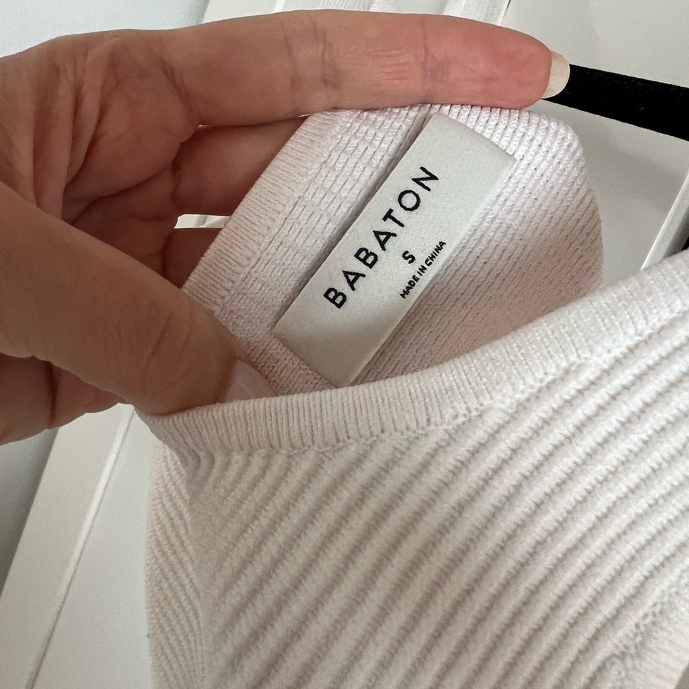 White Babaton Crop Top Ribbed - Picture 3 of 4